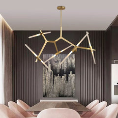 Modern Mid-Century 10-Light Glass Branch Chandelier