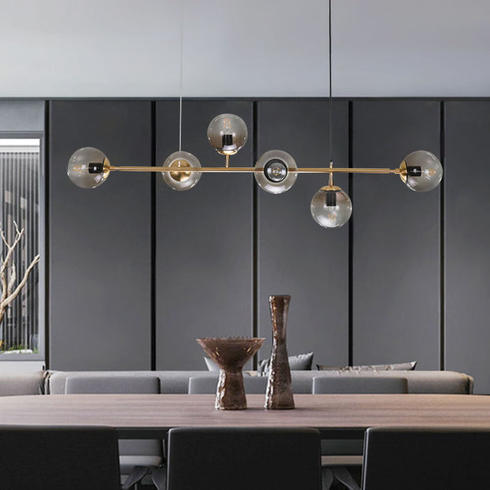 Modern Glass Globe Linear Bubble Chandelier