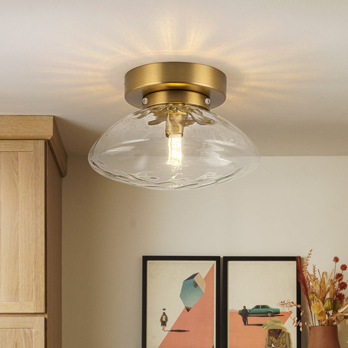 Modern Oval Water Glass Flush Mount Ceiling
