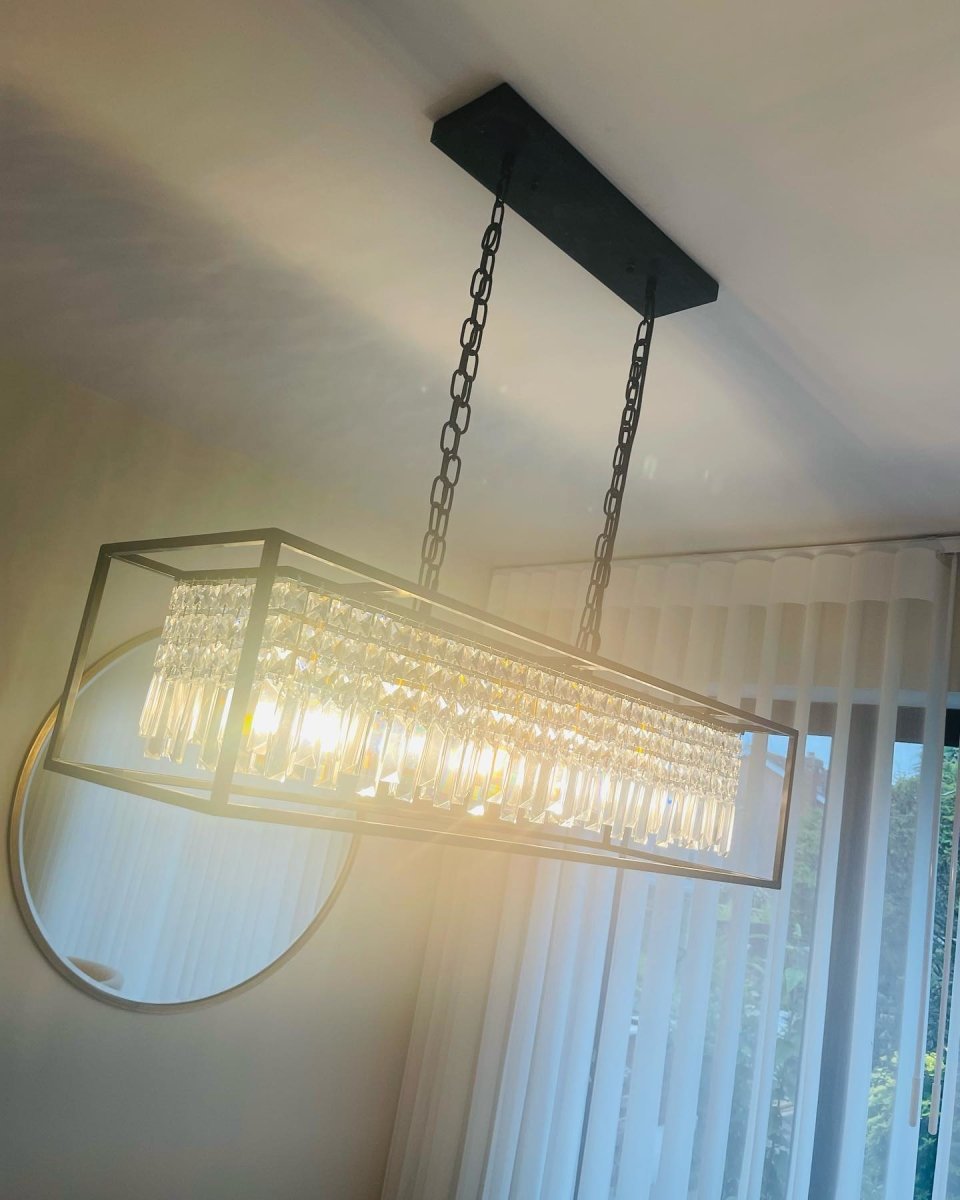 Modern Rectangle Crystal Kitchen Island Chandelier