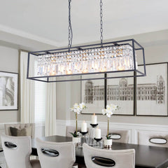 Modern Rectangle Crystal Kitchen Island Chandelier