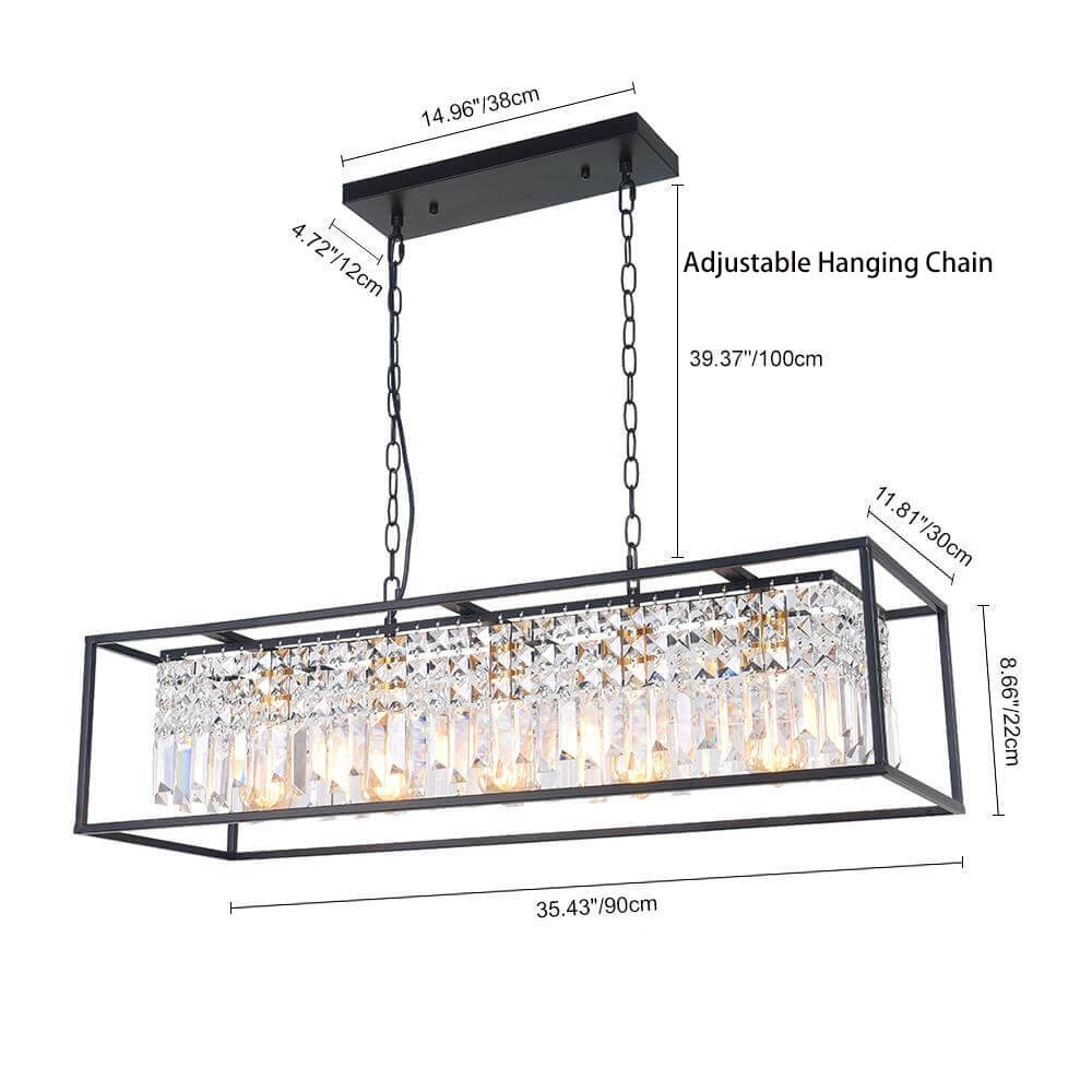 Modern Rectangle Crystal Kitchen Island Chandelier