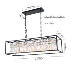 Modern Rectangle Crystal Kitchen Island Chandelier