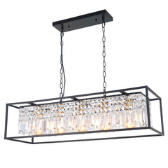 Modern Rectangle Crystal Kitchen Island Chandelier