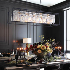 Modern Rectangle Crystal Kitchen Island Chandelier