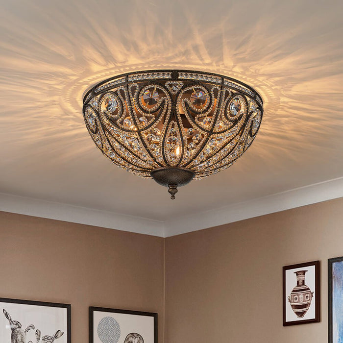 Modern Roman 3-Light Crystal Glass Flush Mount Chandelier
