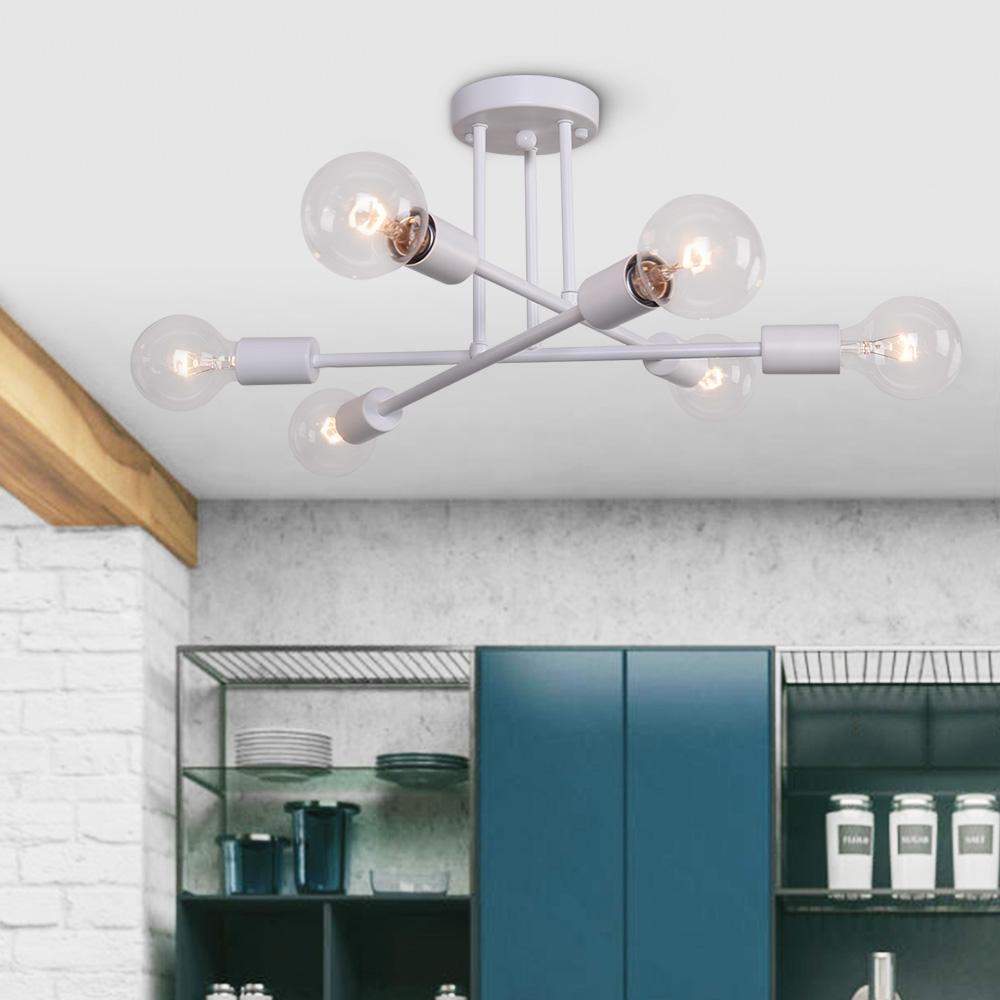 Modern Six Lights Sputnik Sphere Semi Flush Mount Lighting