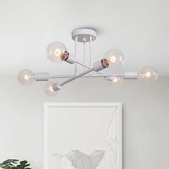 Modern Six Lights Sputnik Sphere Semi Flush Mount Lighting
