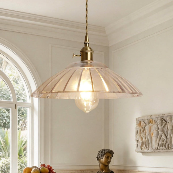 Modern Textured Dome Glass 1-Light Pendant Light