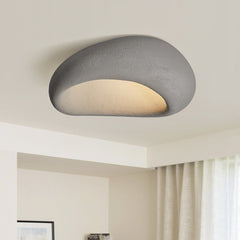 Moon-Shaped Wabi-Sabi Flush Mount Ceramic Ceiling Light