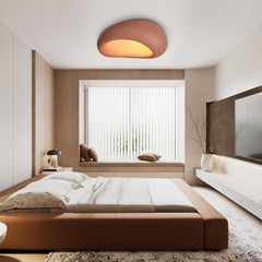Moon-Shaped Wabi-Sabi Flush Mount Ceramic Ceiling Light