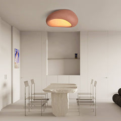 Moon-Shaped Wabi-Sabi Flush Mount Ceramic Ceiling Light