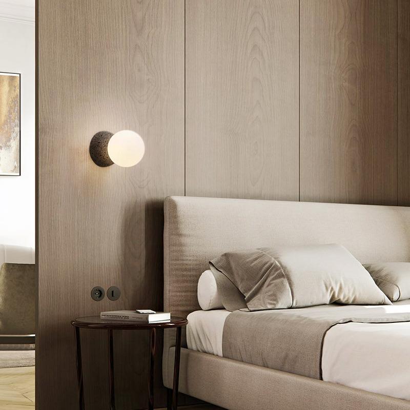 Natural Stone Wall Light with Single Opal Glass