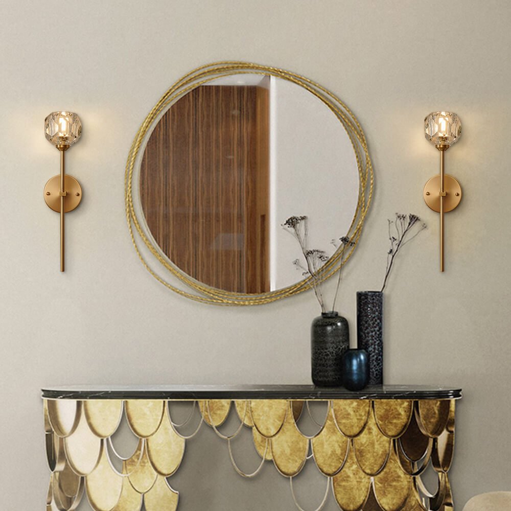 Needle Wall Sconce with Crystal Shade