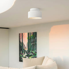 Nordic Cream Style 2-Layer Flush Mount Ceramic Ceiling Light