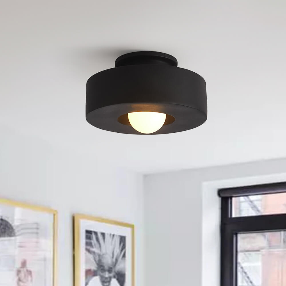 Nordic Geometric Flush Mount Cylindrical Ceramic Ceiling Light