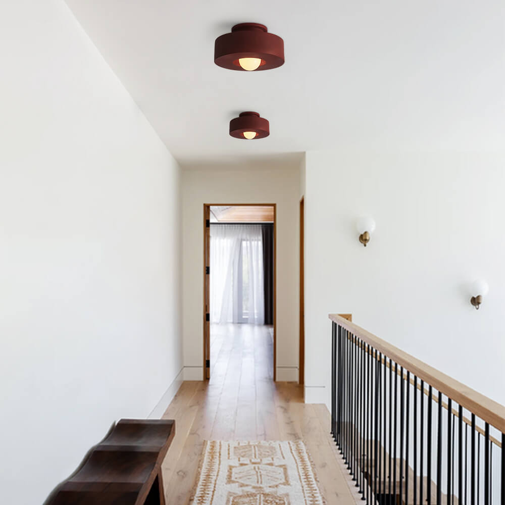 Nordic Geometric Flush Mount Cylindrical Ceramic Ceiling Light