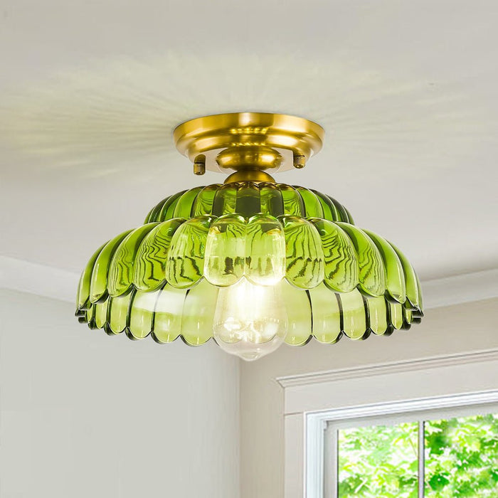 Nordic Glass Lotus Dome Flush Mount Ceiling
