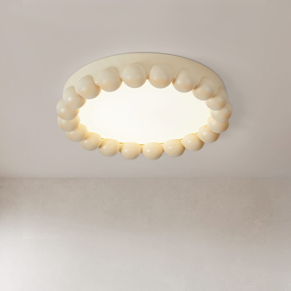 Nordic Minimalist Resin Beads Shape LED Wabi-Sabi Flush Mount Ceramic Ceiling Light