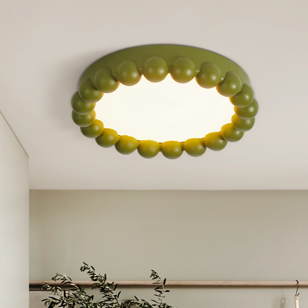 Nordic Minimalist Resin Beads Shape LED Wabi-Sabi Flush Mount Ceramic Ceiling Light