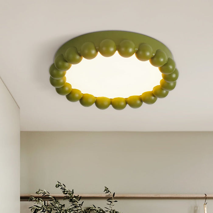 Nordic Minimalist Resin Beads Shape LED Wabi-Sabi Flush Mount Ceramic Ceiling Light