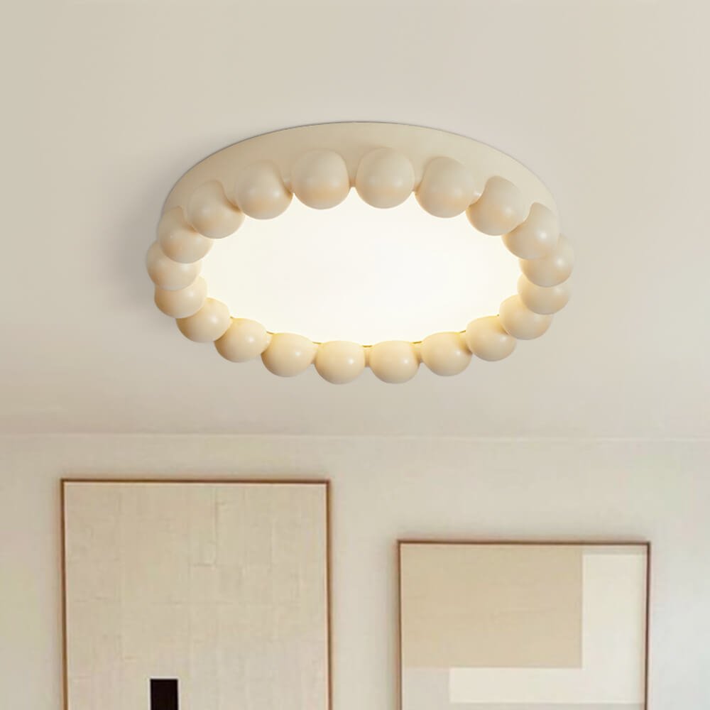 Nordic Minimalist Resin Beads Shape LED Wabi-Sabi Flush Mount Ceramic Ceiling Light
