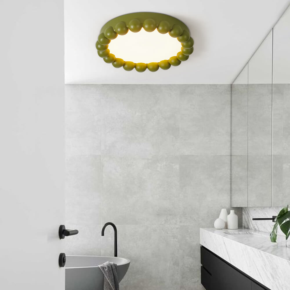 Nordic Minimalist Resin Beads Shape LED Wabi-Sabi Flush Mount Ceramic Ceiling Light
