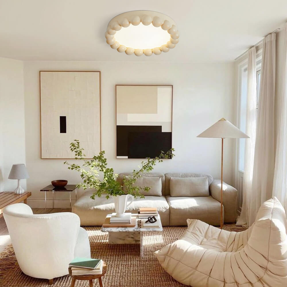 Nordic Minimalist Resin Beads Shape LED Wabi-Sabi Flush Mount Ceramic Ceiling Light