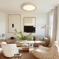 Nordic Minimalist Resin Beads Shape LED Wabi-Sabi Flush Mount Ceramic Ceiling Light