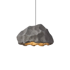 Textured Terracotta Resin Block Pendant Light, Fractured Rock Like Surface, Bulb Not Included, Set of 2, Living Room