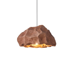 Textured Terracotta Resin Block Pendant Light, Fractured Rock Like Surface, Bulb Not Included, Set of 2, Living Room