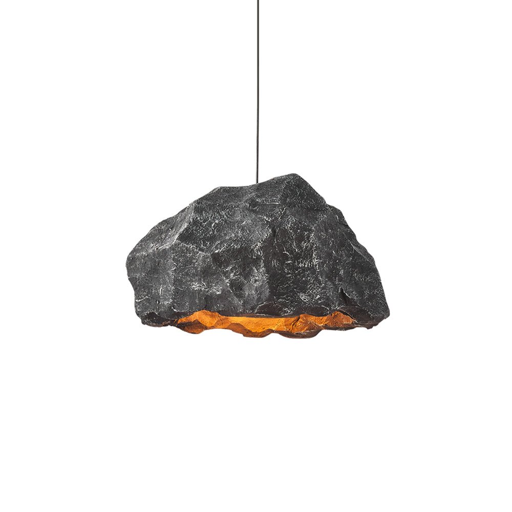 Textured Terracotta Resin Block Pendant Light, Fractured Rock Like Surface, Bulb Not Included, Set of 2, Living Room