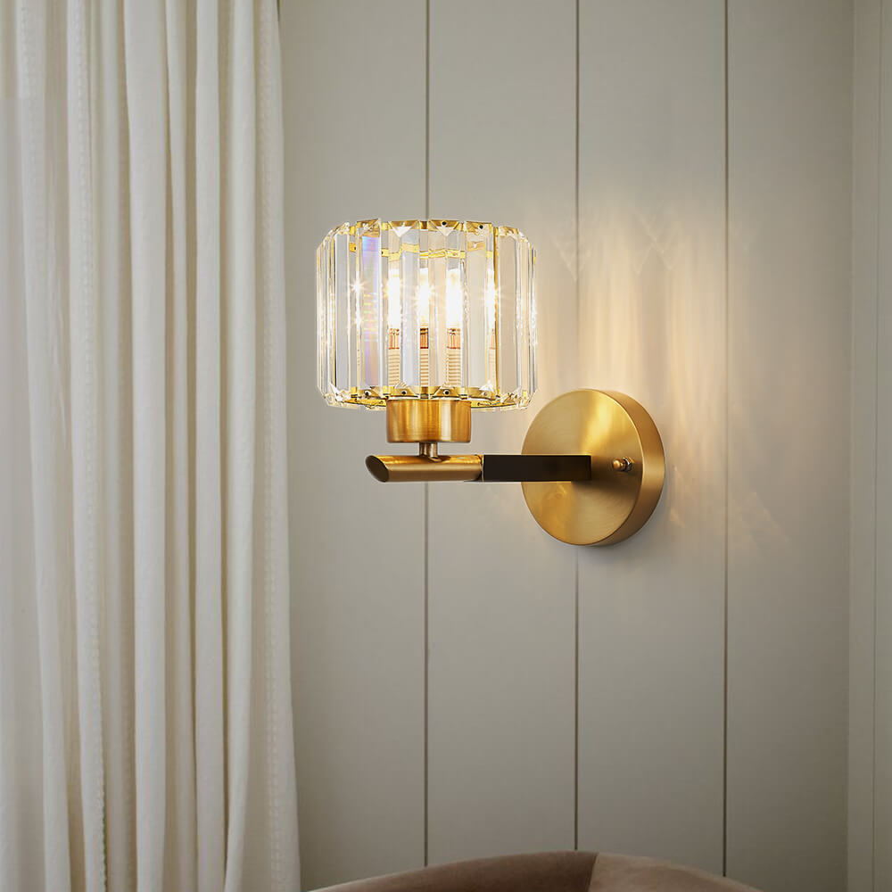 One Light Clear Crystal Shade Wall Sconce