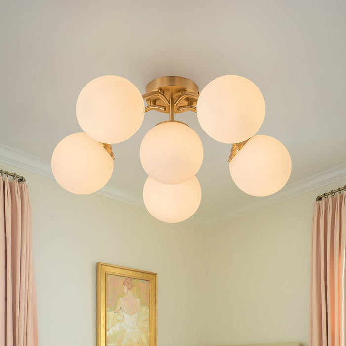 Opal Glass Sputnik Bubble Semi Flush Chandelier