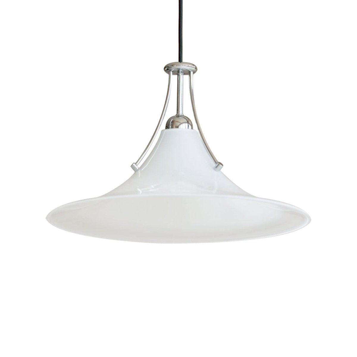 Amber Glass Bell Pendant Light, Polished Chrome Fitting, Adjustable Cord Suspension, Bulb Not Included, Kitchen Island & Dining Room