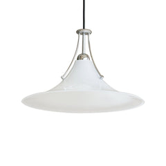 Amber Glass Bell Pendant Light, Polished Chrome Fitting, Adjustable Cord Suspension, Bulb Not Included, Kitchen Island & Dining Room