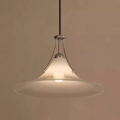Amber Glass Bell Pendant Light, Polished Chrome Fitting, Adjustable Cord Suspension, Bulb Not Included, Kitchen Island & Dining Room