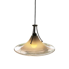 Amber Glass Bell Pendant Light, Polished Chrome Fitting, Adjustable Cord Suspension, Bulb Not Included, Kitchen Island & Dining Room