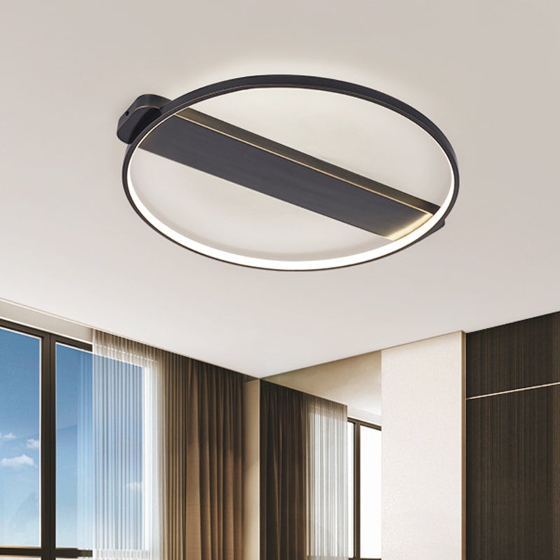 Round Hollow Surface LED Flush Mount in Gold/ Black