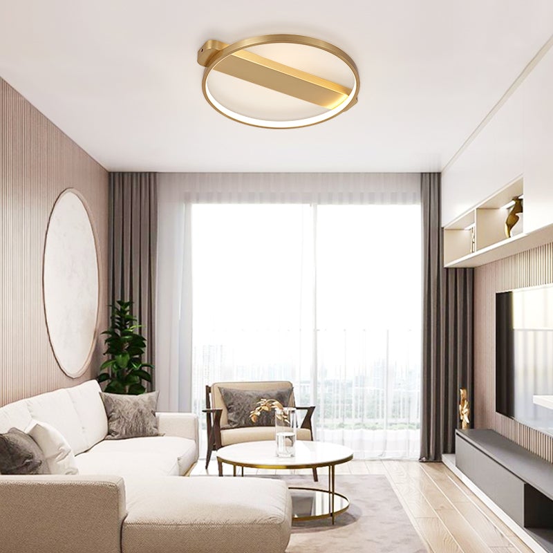 Round Hollow Surface LED Flush Mount in Gold/ Black