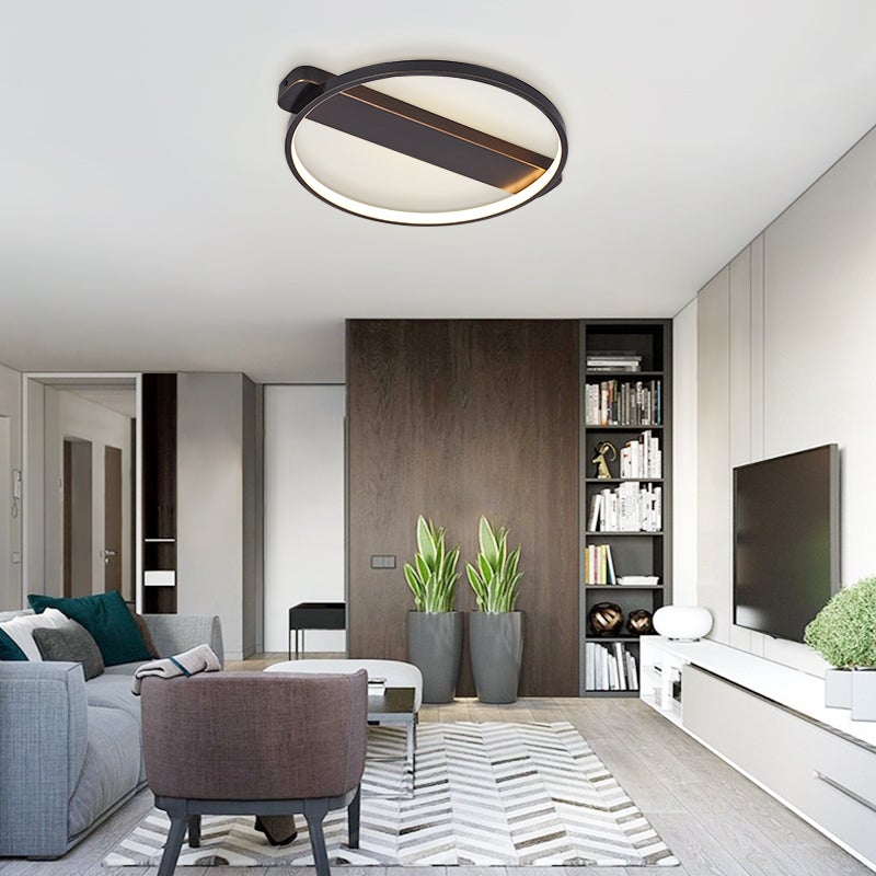 Round Hollow Surface LED Flush Mount in Gold/ Black