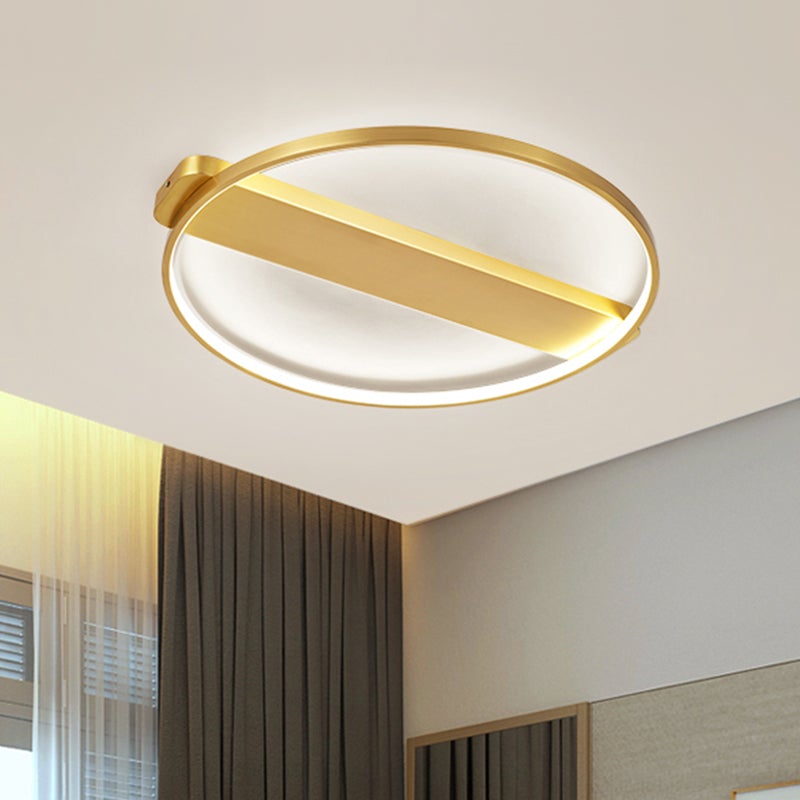 Round Hollow Surface LED Flush Mount in Gold/ Black