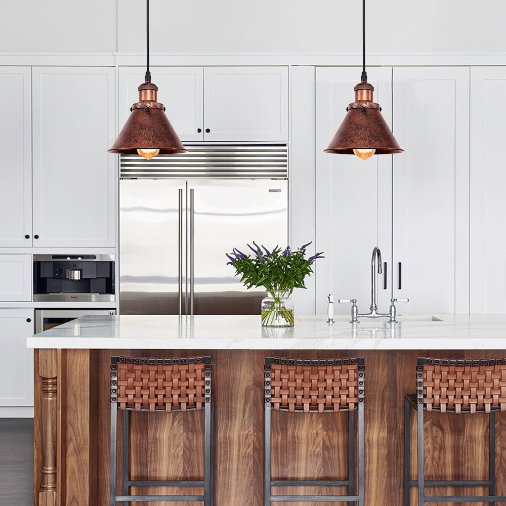 Rustic Antique Copper Kitchen Island Pendant Light x2