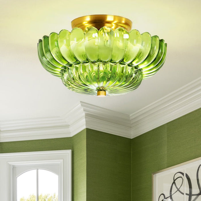 Scalloped Glass Semi-Flush Mount Ceiling Light