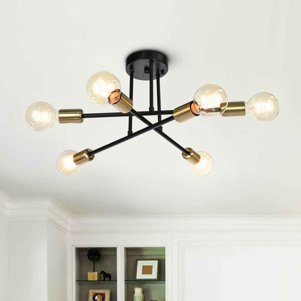 Six-Light Sputnik Semi Flush Ceiling Light