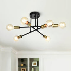 Six-Light Sputnik Semi Flush Ceiling Light
