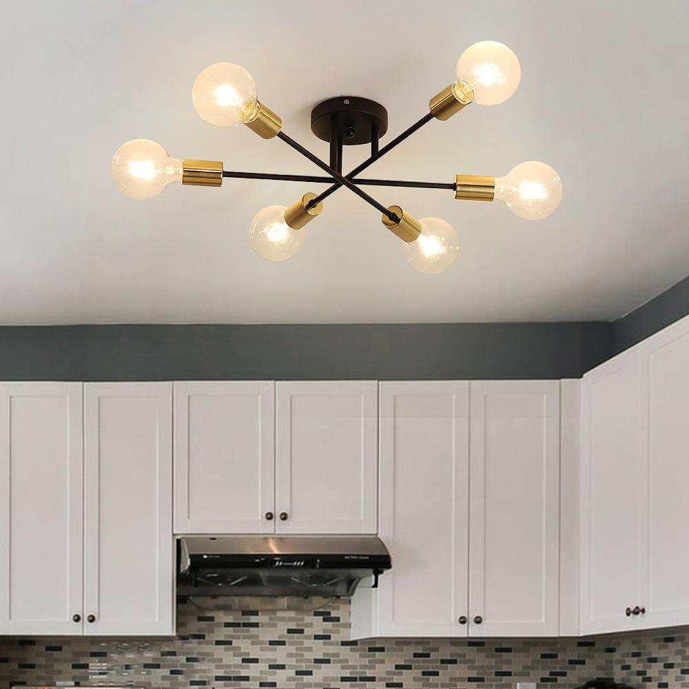 Six-Light Sputnik Semi Flush Ceiling Light