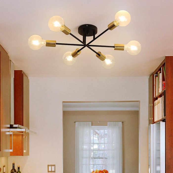 Six-Light Sputnik Semi Flush Ceiling Light