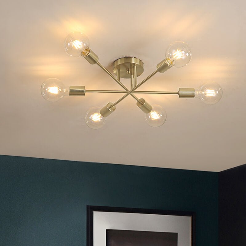 Six-Light Sputnik Semi Flush Ceiling Light