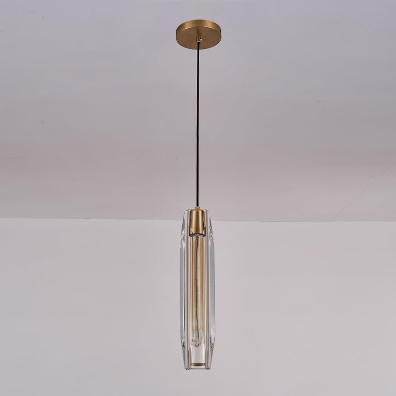 Slender Cylinder Pendant Lighting with Crystal Shade